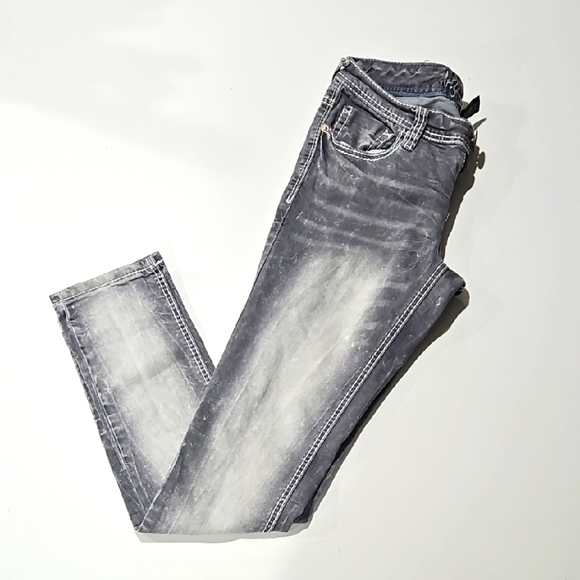 Ariya Denim - Ariya Gray Skinny Jeans with Distressed Details Sz 7/8